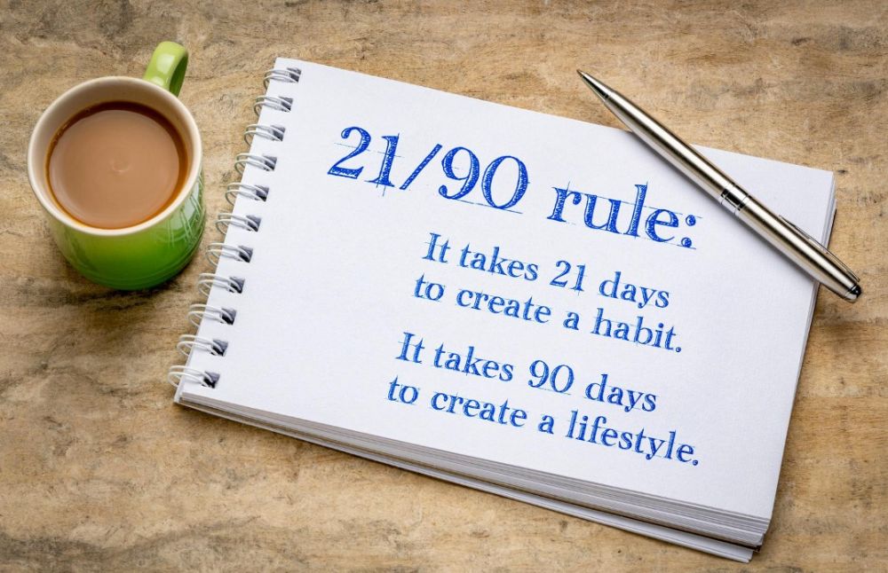 21 days to build or break a habit and 90 days to create a lifestyle notes.