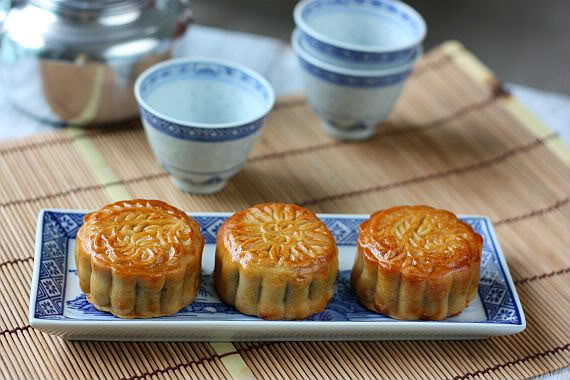 Three Moon cake in table