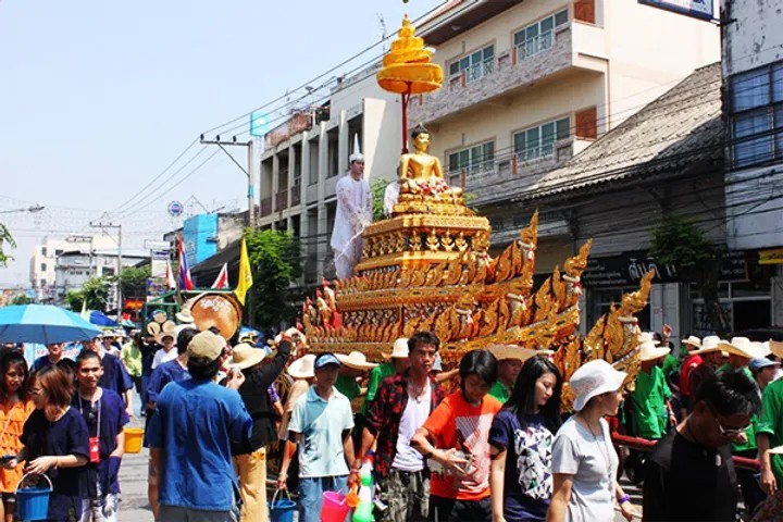 Songkran Festival Parade in the middle of City