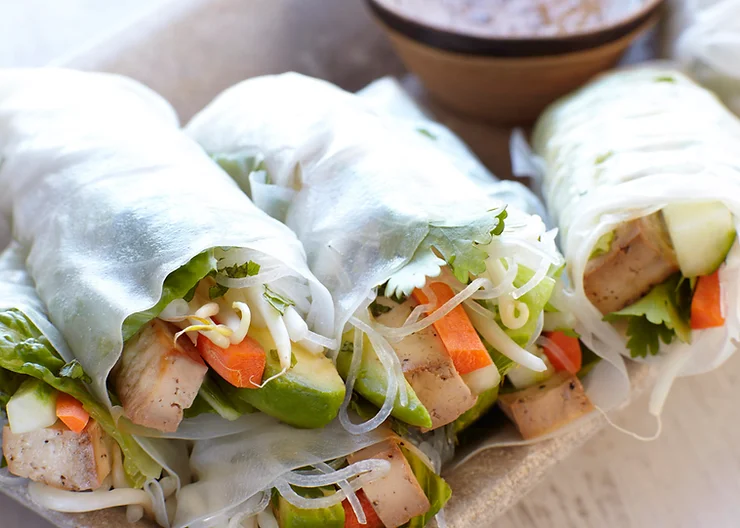 The healthy mix of salad and noodles is wrapped in rice paper. And when dipped in a peanut sauce, you cannot underestimate the wonderful mix of different tastes that will spice up your taste buds.